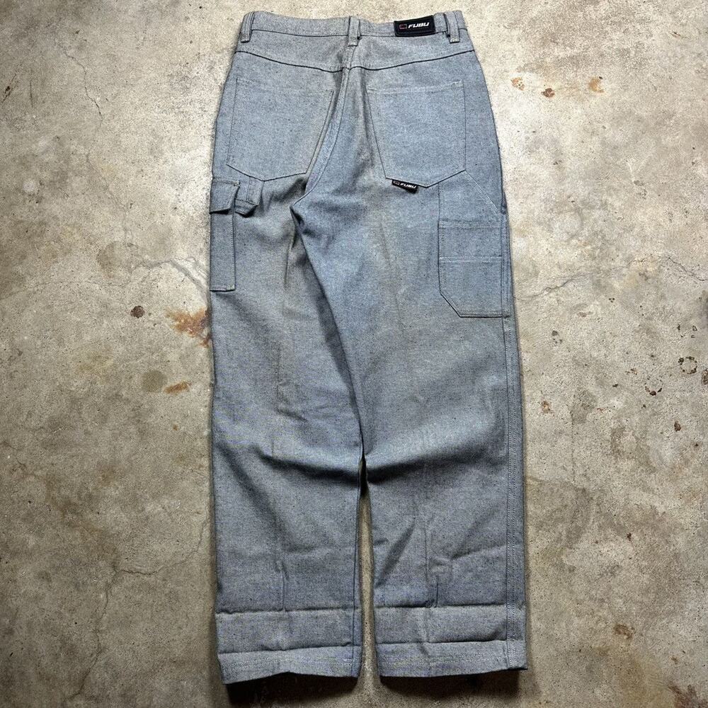 VTG Y2K Baggy Hip Hop Skater FUBU Inside-Out Denim Carpenter Jeans Size 36x34